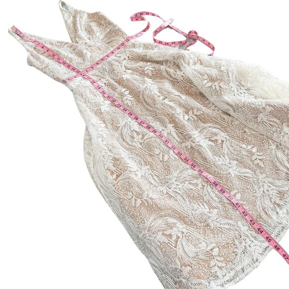 Dress the Population NEW Elisa Vine Embroidered Midi Dress White Nude Small - Picture 15 of 16
